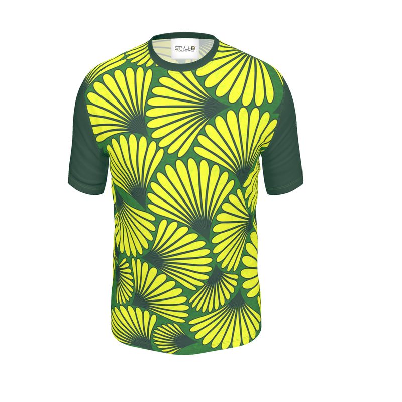 Feather Fan T-Shirt (Yellow on Green)