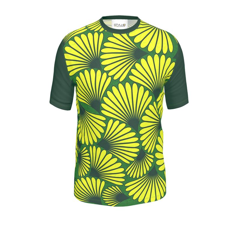Feather Fan T-Shirt (Yellow on Green)