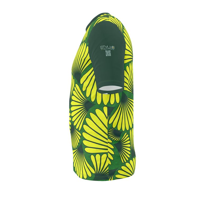 Feather Fan T-Shirt (Yellow on Green)