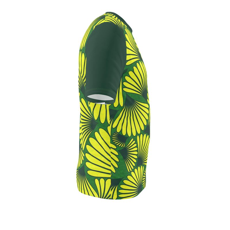 Feather Fan T-Shirt (Yellow on Green)