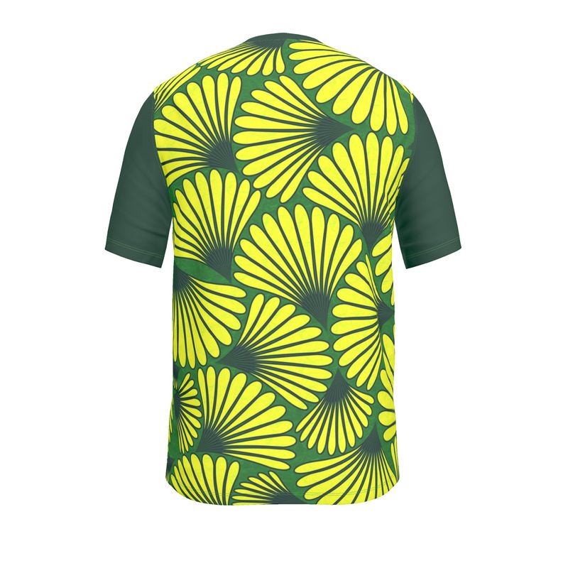 Feather Fan T-Shirt (Yellow on Green)