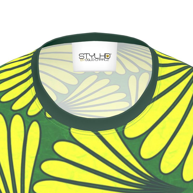 Feather Fan T-Shirt (Yellow on Green)