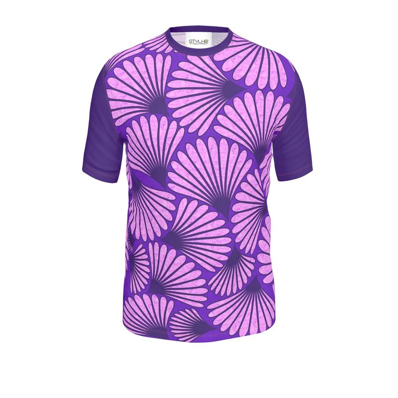 Feather Fan T-Shirt (Pink on Purple)