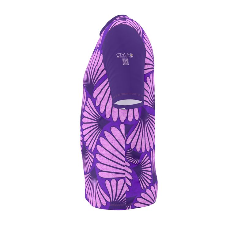Feather Fan T-Shirt (Pink on Purple)
