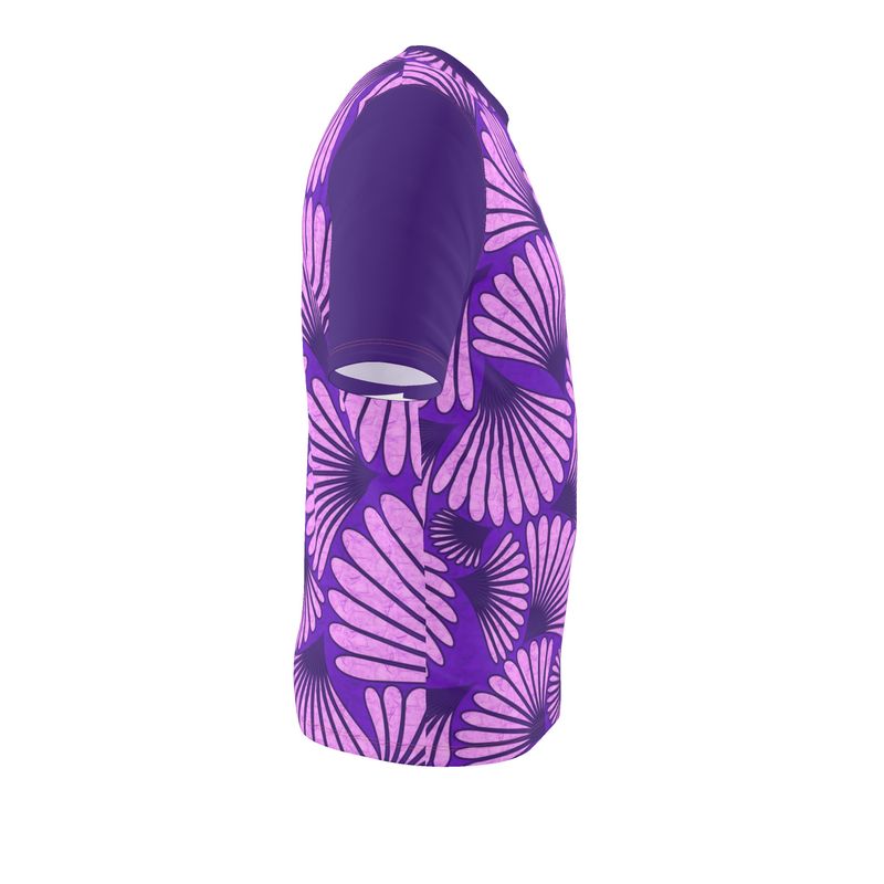 Feather Fan T-Shirt (Pink on Purple)