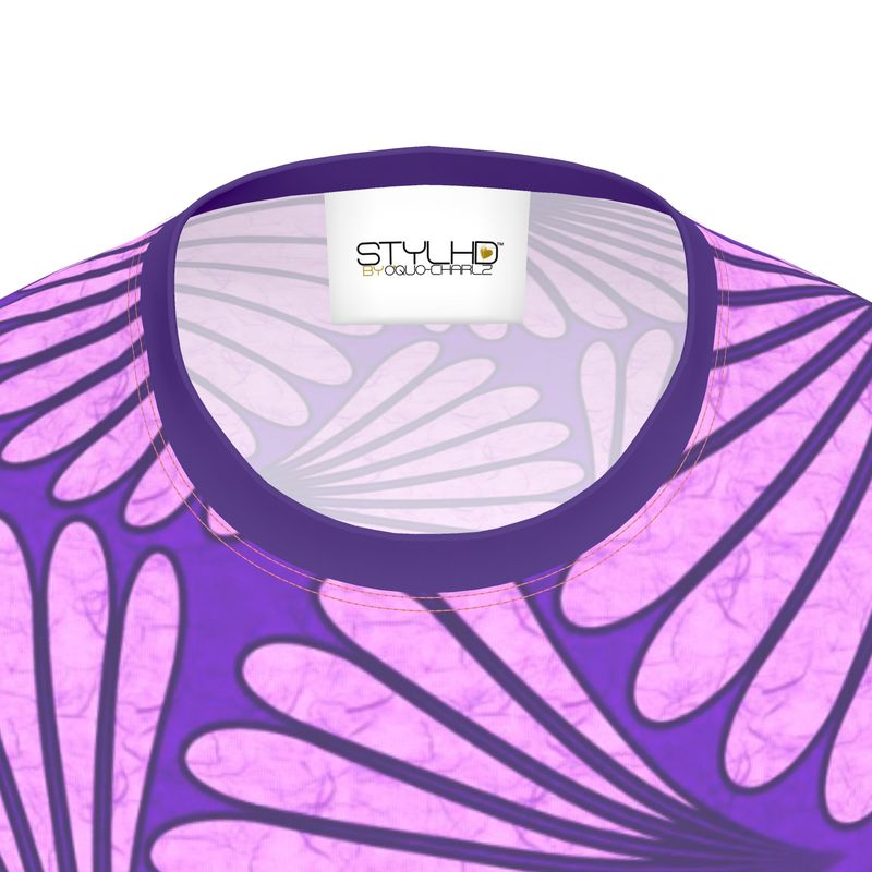 Feather Fan T-Shirt (Pink on Purple)