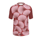 Feather Fan T-Shirt (Pink on Burgundy)