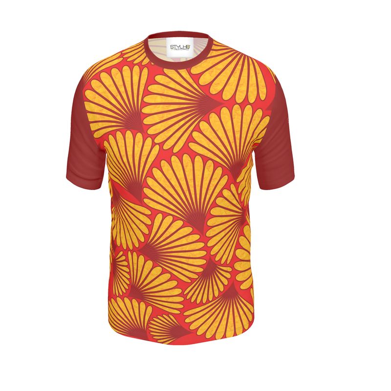 Feather Fan T-Shirt (Yellow on Reds)
