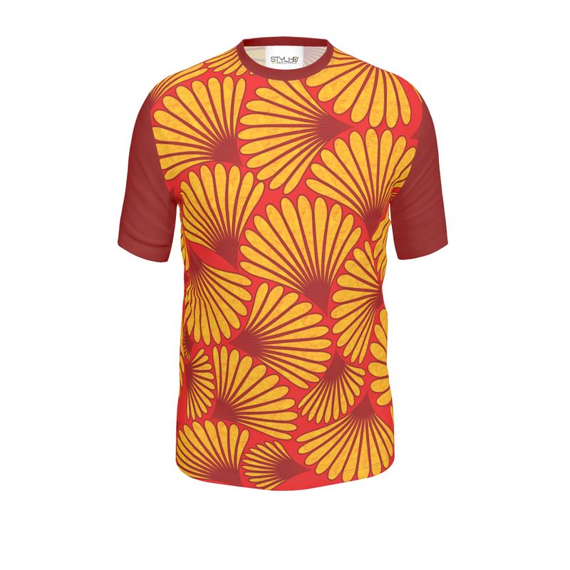 Feather Fan T-Shirt (Yellow on Reds)