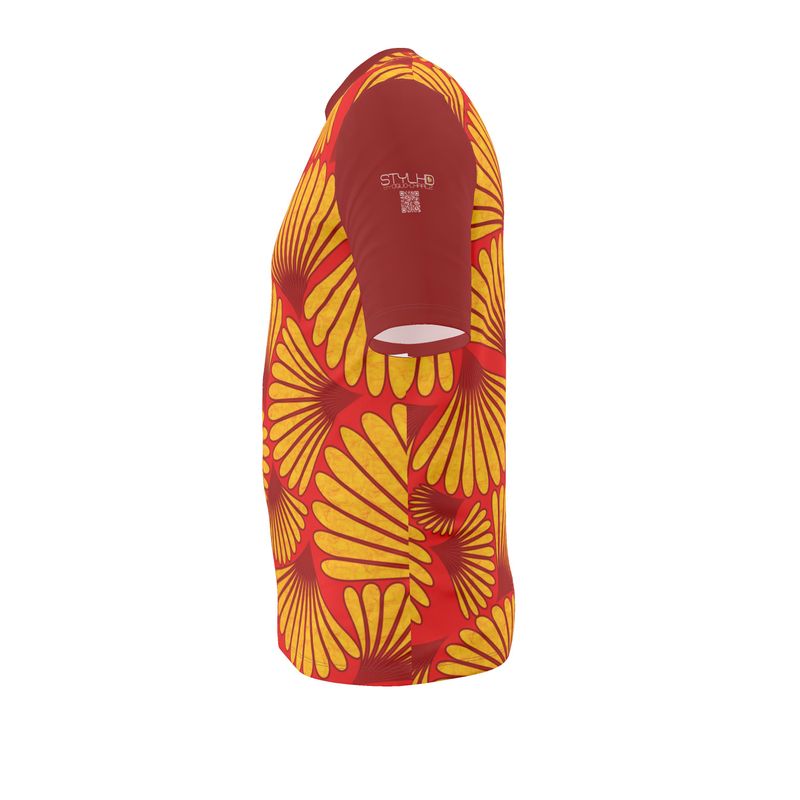 Feather Fan T-Shirt (Yellow on Reds)