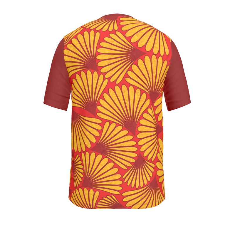 Feather Fan T-Shirt (Yellow on Reds)