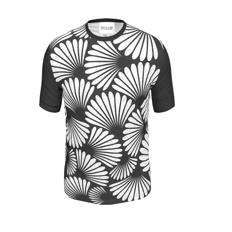 Feather Fan T-Shirt (White on Black)