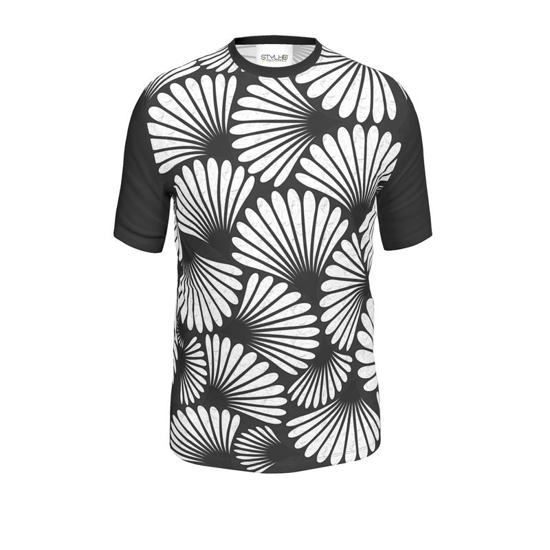 Feather Fan T-Shirt (White on Black)