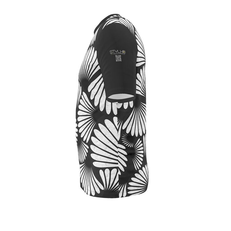 Feather Fan T-Shirt (White on Black)