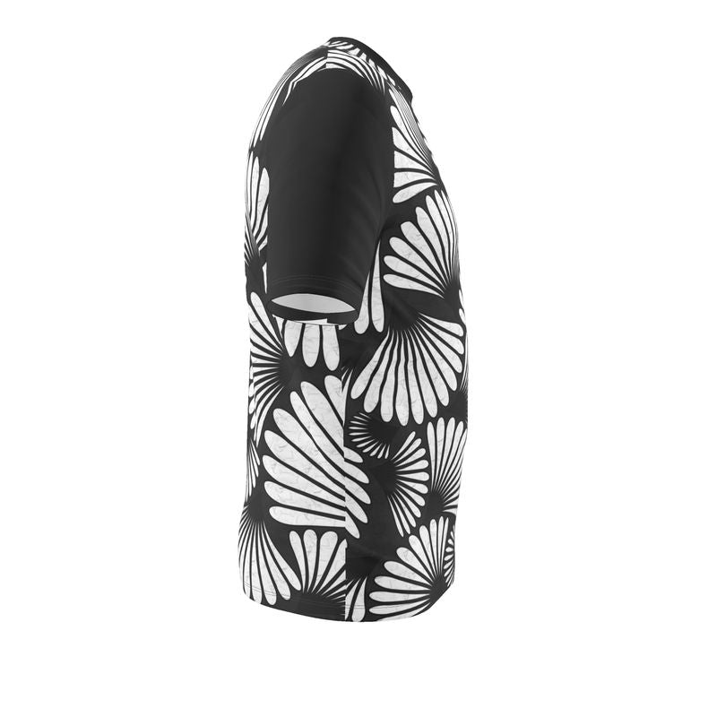 Feather Fan T-Shirt (White on Black)