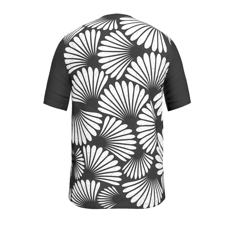 Feather Fan T-Shirt (White on Black)