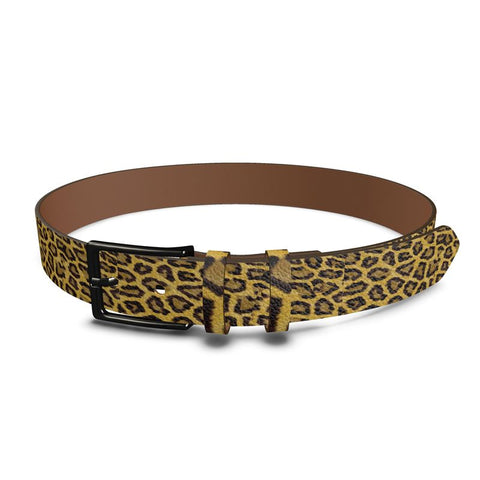 Leopard-print Real Leather Belt