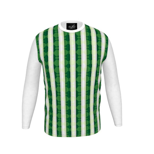 Bamboo-Green-Stripe Long-sleeve Slim Fit Men's T-Shirt