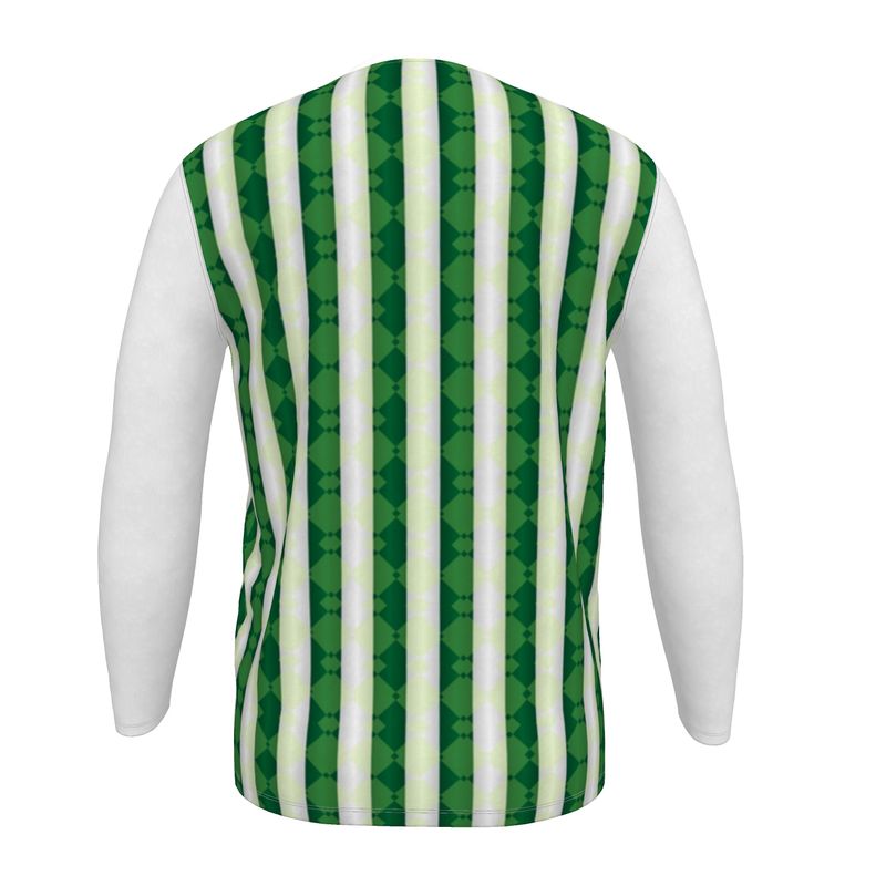 Bamboo-Green-Stripe Long-sleeve Slim Fit Men's T-Shirt